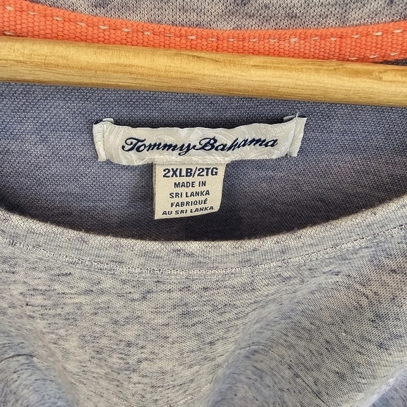 Tommy Bahama Marled Light Blue Crew Neck Short Sleeve Shirt Size 2XLB - Picture 6 of 10